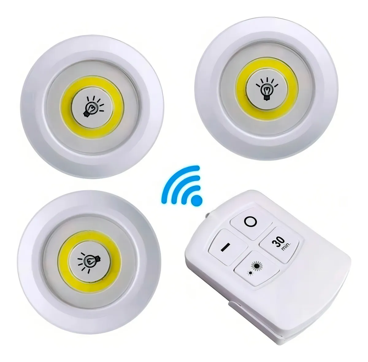 Set 3 Luces Led Inalámbricas Control Remoto Blanco Calido